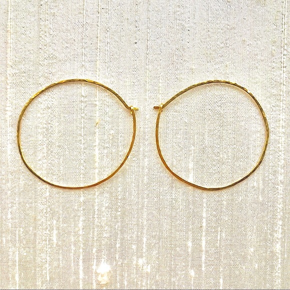 Gold Artisan Made Hoop Earrings - Picture 3 of 7